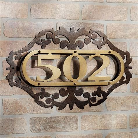 metals flowers with house number for outdoors|House Address Plaque With Flowers .